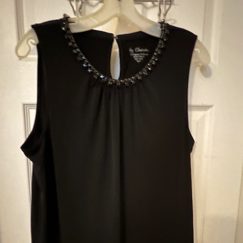 Chico's Women's Top, Black with beaded neckline, size 2